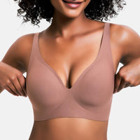 VRCOMFY Jelly Wireless Womens Comfortable Wireless Bras Push up Bralettes Seamless Tshirts Bras Deep V Everyday Bras